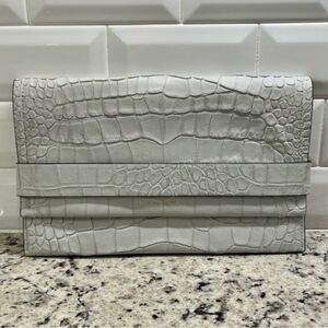 LIKE NEW Coach Leather Clutch - Gray Croc-Embossed